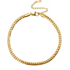 Enkelbandjes van Stainless steel Roestvrij staal (RVS) snake Gold