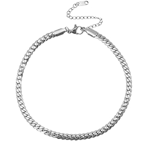 Enkelbandjes van Stainless steel Roestvrij staal (RVS) snake Silver