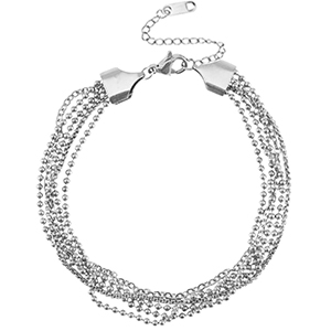 Enkelbandjes van Stainless steel Roestvrij staal (RVS) multiple layer Silver