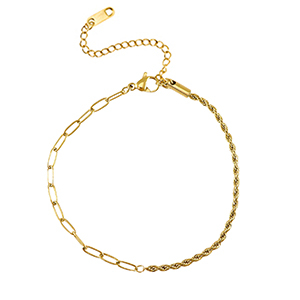 Armbanden van Stainless steel Roestvrij staal (RVS) twisted & straight Gold