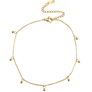 Enkelbandjes van Stainless steel Roestvrij staal (RVS) ball Gold