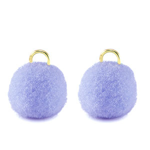 Bedels pompom met oog 10mm Gold-periwinkle purple