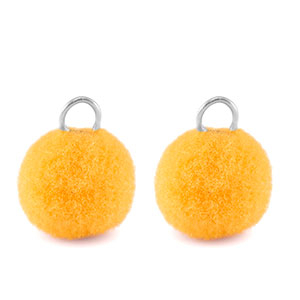 Bedels pompom met oog 10mm Silver-spectra yellow