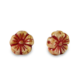 Tsjechische kralen flower 7mm Red-almond brown