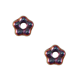 Tsjechische kralen flower 5mm Dark iridescent