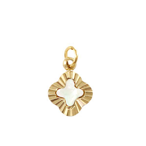 Bedels van Stainless steel Roestvrij staal (RVS) shell clover Gold-white (natuurlijke kleur)