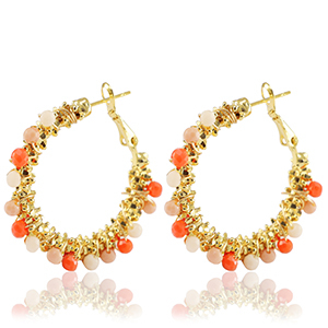 Oorbellen van Stainless steel Roestvrij staal (RVS) facet Orange-gold