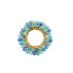 Bedels van Stainless steel Roestvrij staal (RVS) facet 24mm  Blue-gold