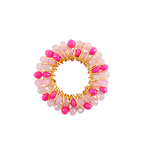 Bedels van Stainless steel Roestvrij staal (RVS) facet 24mm Pink-gold