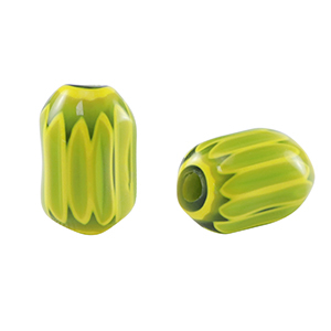 Millefiori glaskralen tube Green-yellow