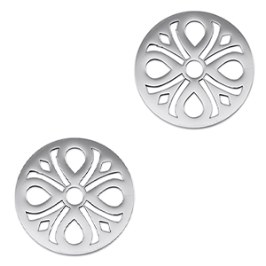 Bedels van Stainless steel Roestvrij staal (RVS) tussenstuk flower Silver
