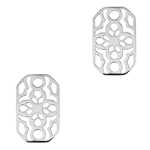 Bedels van Stainless steel Roestvrij staal (RVS) tussenstuk octagon flower Silver