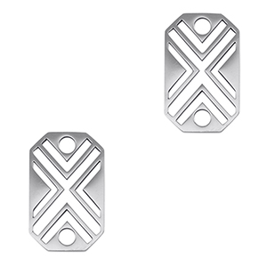 Bedels van Stainless steel Roestvrij staal (RVS) tussenstuk octagon X Silver