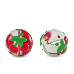 Handgeschilderde glaskralen cherries Transparent-red green