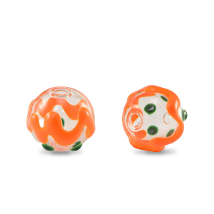 Handgeschilderde glaskralen 8mm Transparent-green orange