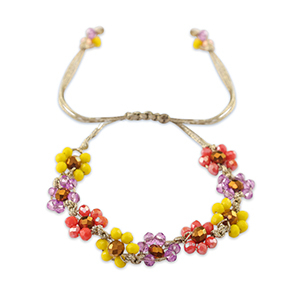 Facet armband top quality flower Multicolour-topaz brown