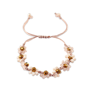 Facet armband top quality flower Multicolour pink-topaz brown