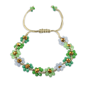 Facet enkelbandje top quality flower Multicolour green-topaz brown