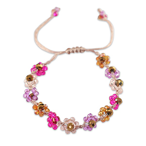 Facet enkelbandje top quality flower Multicolour-topaz brown