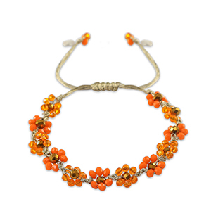 Facet enkelbandje top quality flower Multicolour orange-topaz brown