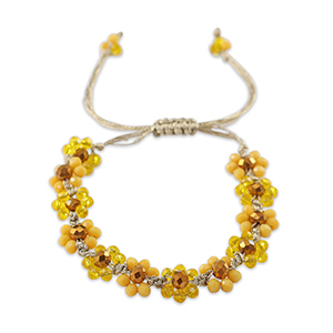 Facet enkelbandje top quality flower Multicolour yellow-topaz brown