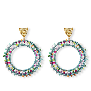 Oorbellen van facet 60mm Gold-multicolour