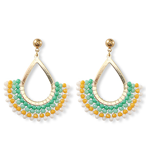 Oorbellen van facet drop Gold-multicolour