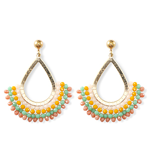Oorbellen van facet drop Gold-multicolour