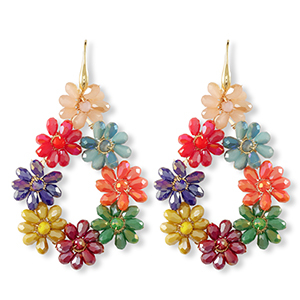 Oorbellen van facet drop Gold-multicolour
