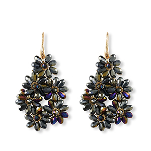 Oorbellen van facet drop Gold-midnight blue