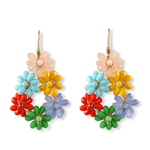 Oorbellen van facet drop Gold-multicolour