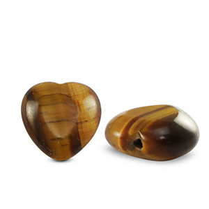 Kralen natuursteen tijgeroog heart Golden brown