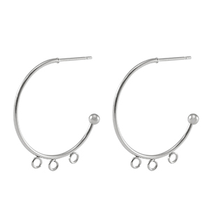 Oorbellen van Stainless steel Roestvrij staal (RVS) oorstekers creolen Silver