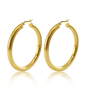 Oorbellen van Stainless steel Roestvrij staal (RVS) creolen 50mm Goud