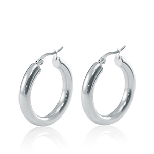 Oorbellen van Stainless steel Roestvrij staal (RVS) creolen 30mm Zilver