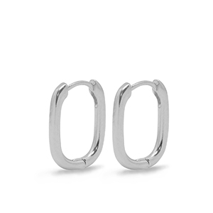 Metaal onderdelen DQ oorbellen creolen oval Zilver (nikkelvrij)
