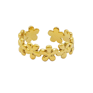 Ringen van Stainless steel Roestvrij staal (RVS) flower Goud