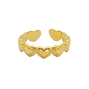 Ringen van Stainless steel Roestvrij staal (RVS) heart Goud