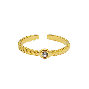 Ringen van Stainless steel Roestvrij staal (RVS) crystal Goud
