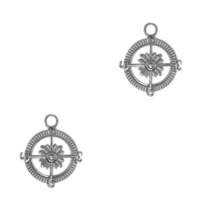 Bedels van Stainless steel Roestvrij staal (RVS) compass Antiek zilver