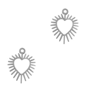 Bedels van Stainless steel Roestvrij staal (RVS) heart Antiek zilver