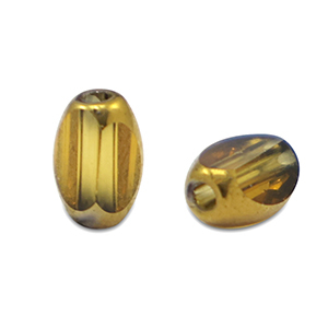 Glaskralen ovaal facet Ochre yellow transparent-gold