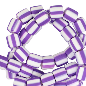 Polymeer kraal 6mm White-purple
