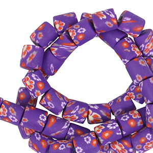 Polymeer kraal 6mm flower Purple-multicolour