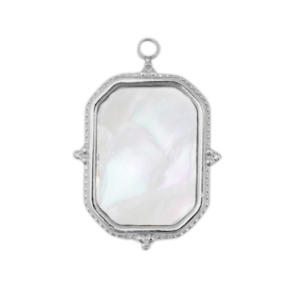 Bedels van Stainless steel Roestvrij staal (RVS) shell rectangle Silver-white (natuurlijke kleur)
