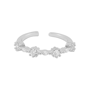 TQ metaal brass ring zirkonia Silver-crystal