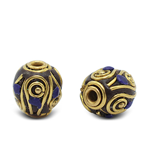 Kralen bohemian Dark royal blue-antique gold
