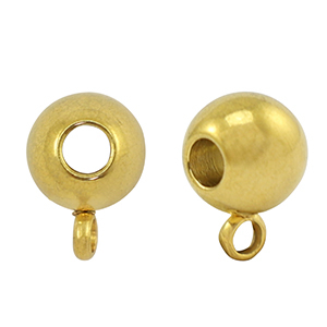 Kralen van Stainless steel Roestvrij staal (RVS) met oog 8mm Gold