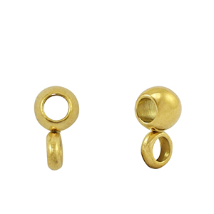 Kralen van Stainless steel Roestvrij staal (RVS) met oog 4mm Gold