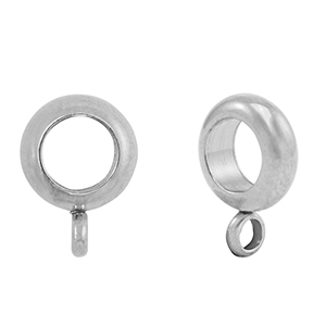 Kralen van Stainless steel Roestvrij staal (RVS) disc met oog Silver